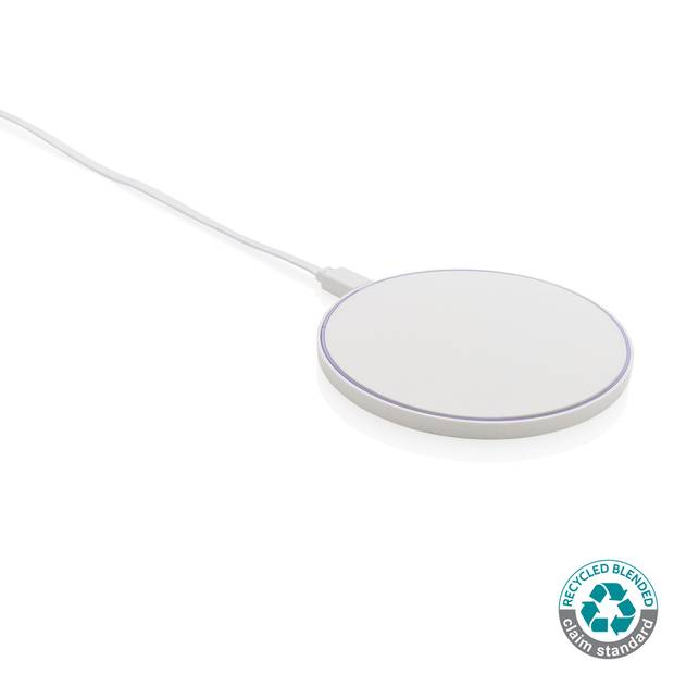 Bezdrátová nabíječka 10W z RCS recyklovaného plastu, bílá Bezdrátová nabíječka 10W z RCS recyklovaného plastu, bílá