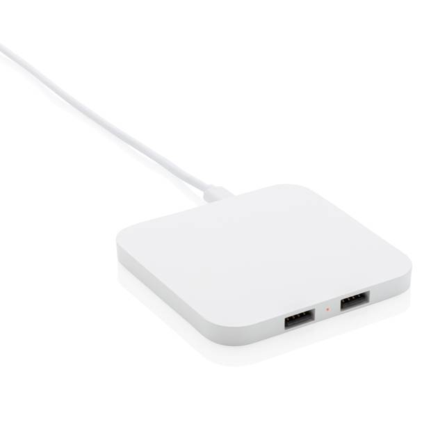 Bezdrôtová nabíjačka 10W s USB výstupmi, biela Bezdrôtová nabíjačka 10W s USB výstupmi, biela
