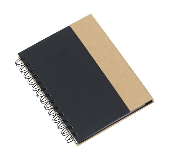 Blok v kroužkové vazbě s perem, černá