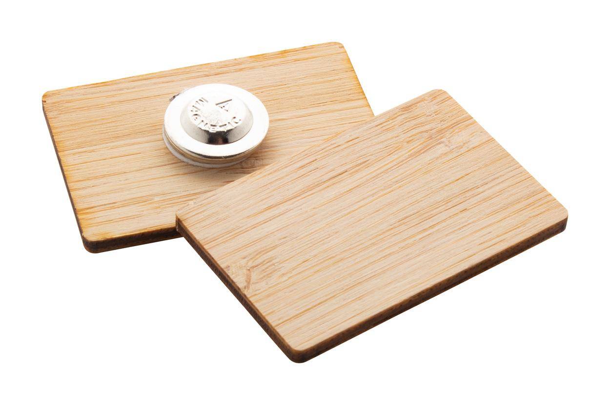 BooBadge odznak z bambusu, hnedá