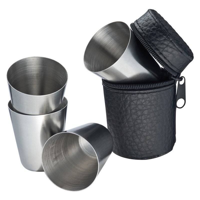 Breda nerezové pohárky v pouzdře, 4 ks