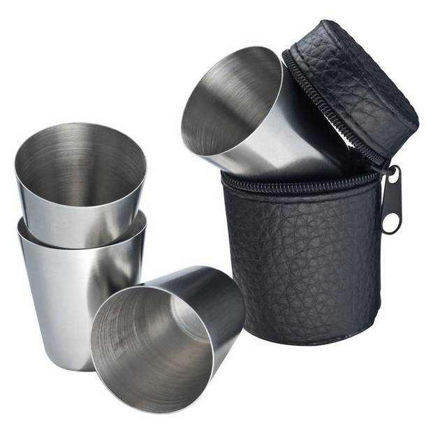Breda nerezové pohárky v pouzdře, 4 ks Breda nerezové pohárky v pouzdře, 4 ks
