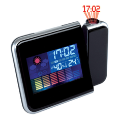 Obrázek k produktu Budík s meteostanicí a projektorem času, LCD displej, černá
