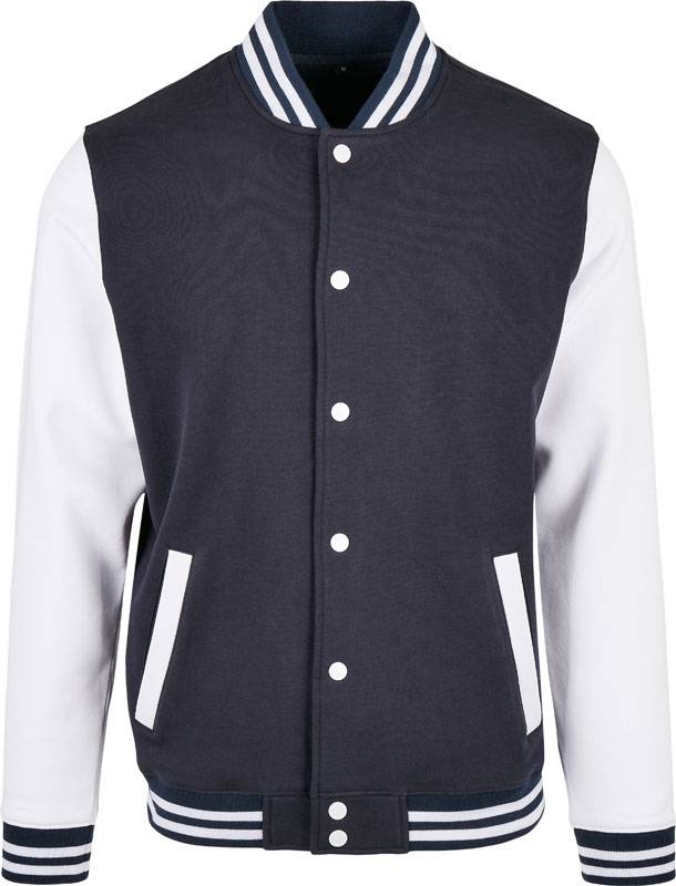 Build your Brand Basic|BB 004, College bunda, modrá Navy-biela, XS