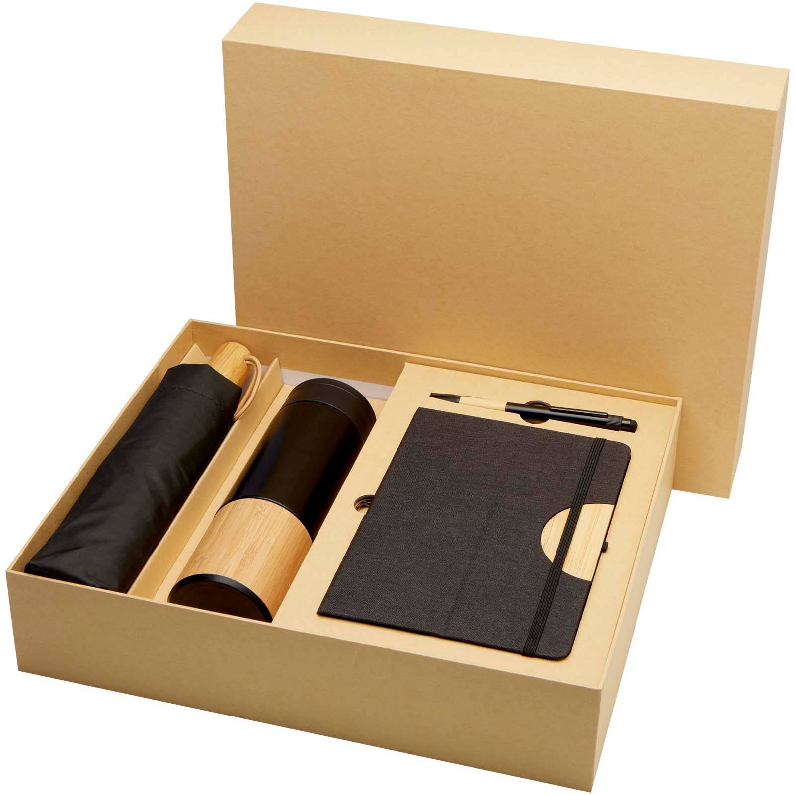 Carmen darčeková sada zápisníka A5, fľaše 450ml, dáždnika a guľôčkového pera, čierna