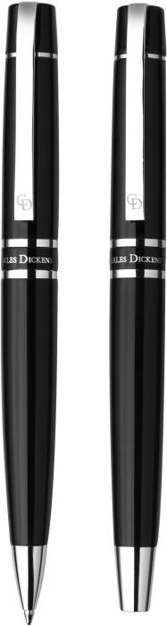 Charles Dickens Písacia súprava, guľôčkové pero a roller v darčekovej krabičke, čierna