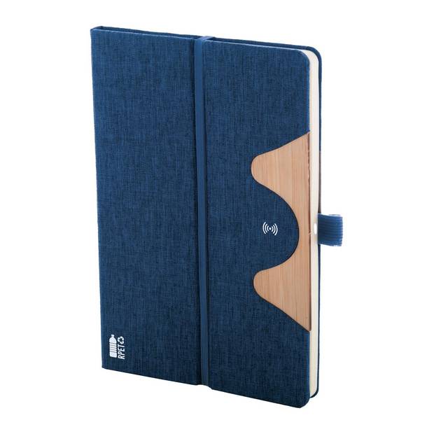 Chatom RPET blok s bezdrôtovou nabíjačkou, modrá tmavá Chatom RPET blok s bezdrôtovou nabíjačkou, modrá tmavá