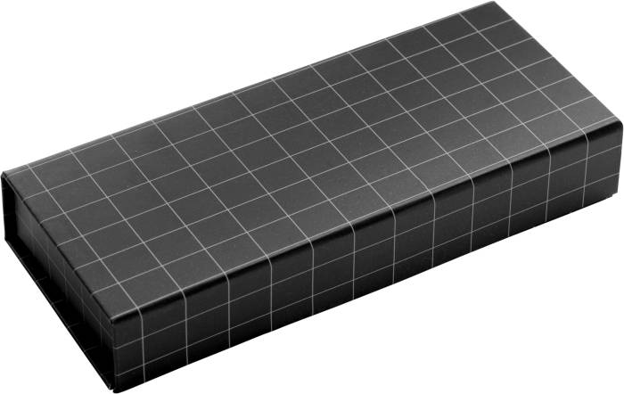 CHECKED Psací souprava, kovové kuličkové pero, roller v krabičce, černá