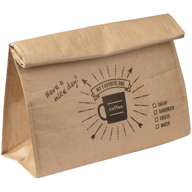 Chladiace vrecko na desiatu v dizajne papierového sáčku. Chladiace vrecko na desiatu v dizajne papierového sáčku.