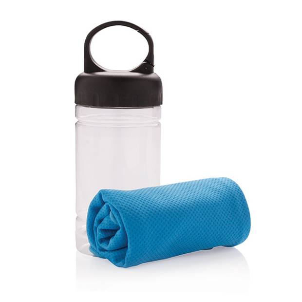 Chladiaci uterák v plast.fľaši, uterák 77x30 cm, modrá Chladiaci uterák v plast.fľaši, uterák 77x30 cm, modrá