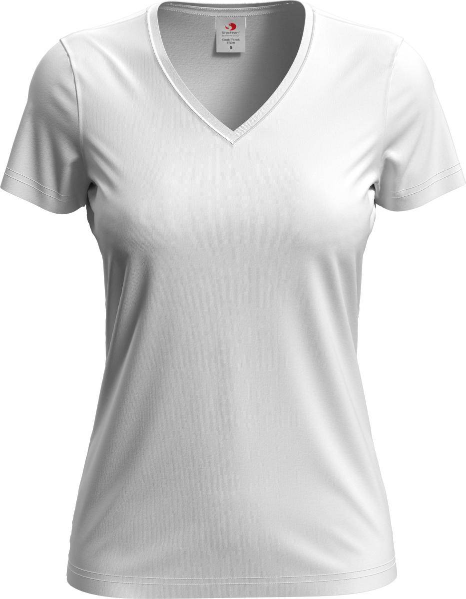 Classic-T V-neck Tričko dámske STEDMAN, biela, XS