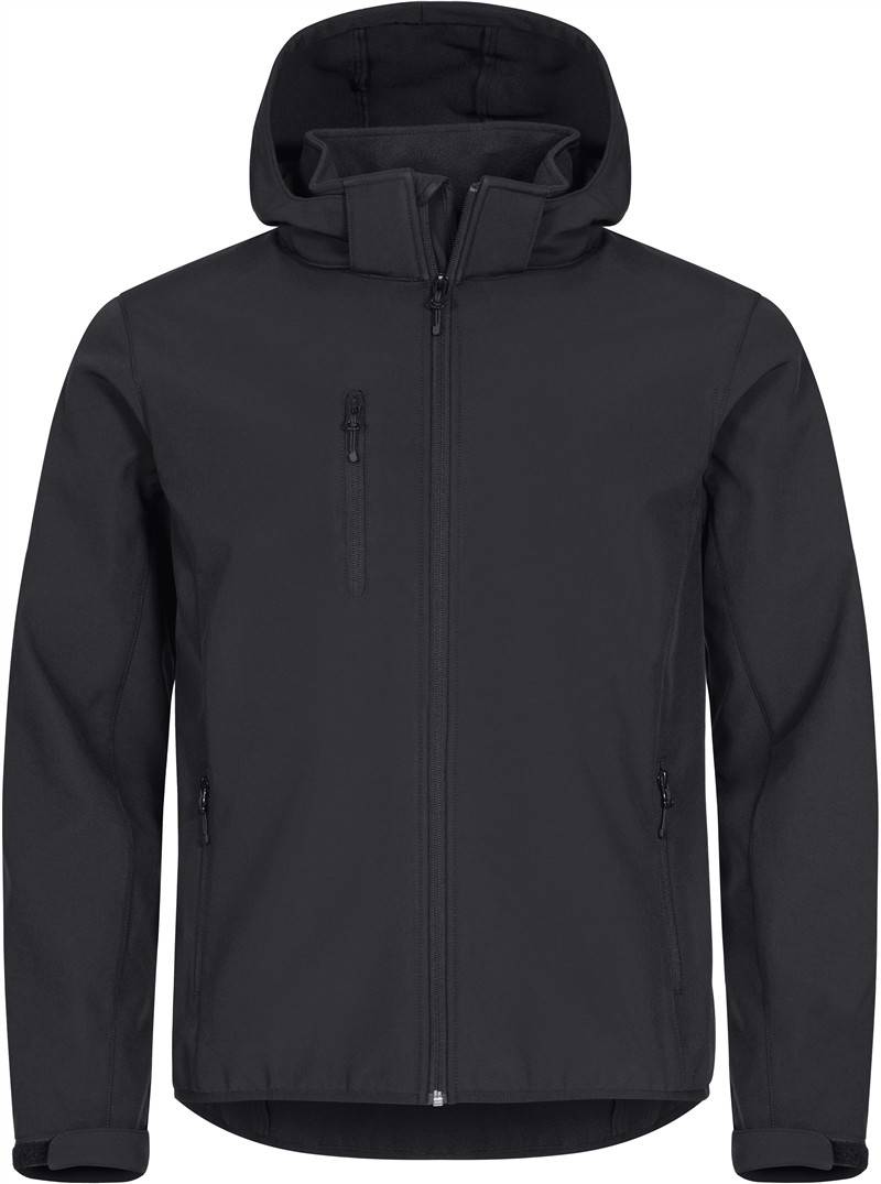 Clique|Classics Softshell Hoody M, Pánska 3vrstv.softshell bunda s kapuc., čierna, L