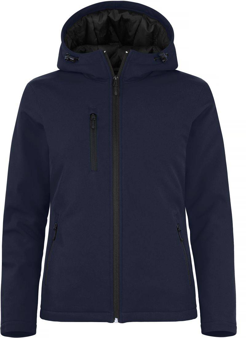 Clique|Padded Hooded Softshell, Dámska zatepl.softshell bunda s kapuc., modrá Dark Navy, M