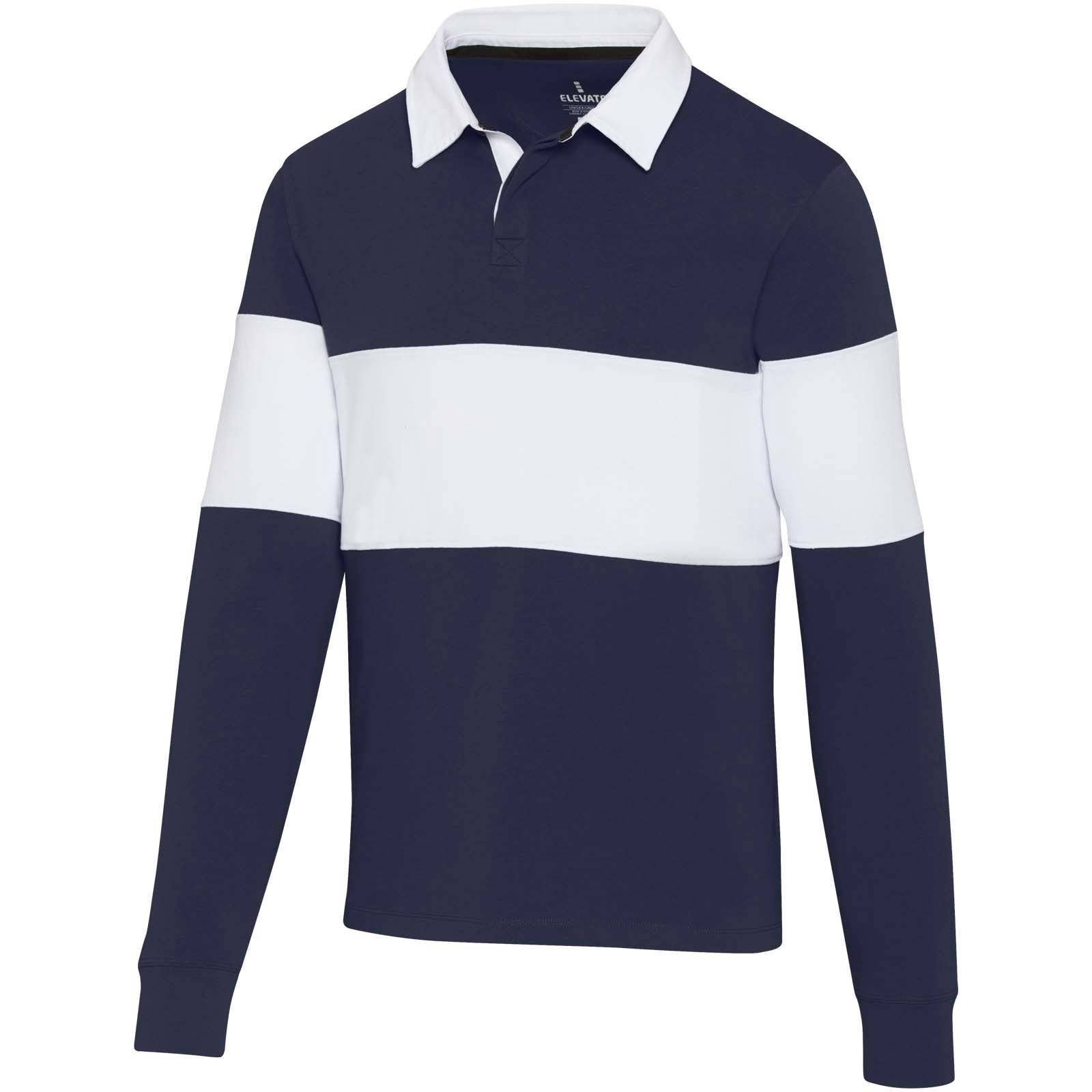 Clyde unisex ragbyová polo mikina, modrá Navy - biela, 2XL