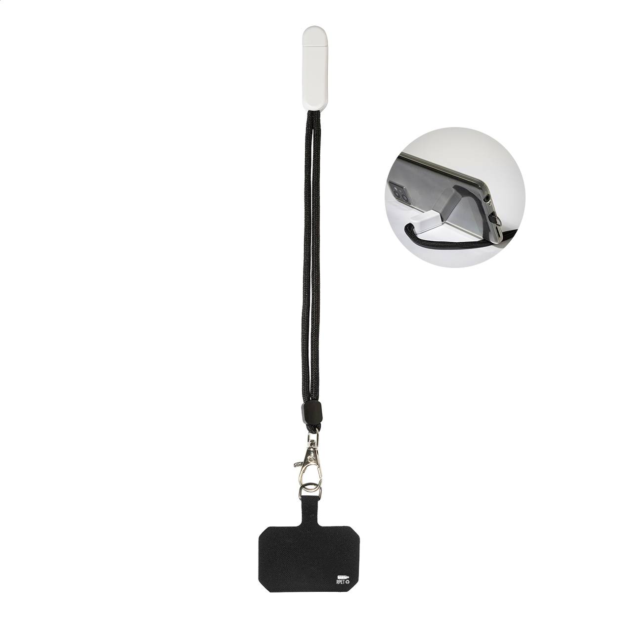 CuffStand náramok z RPET s držiakom na mobil, biela