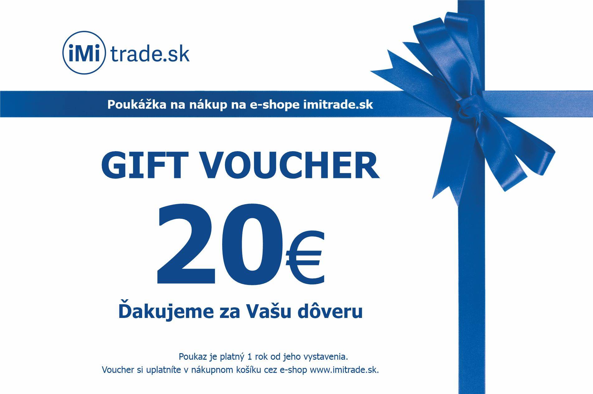 Darčeková poukážka v hodnote 20 eur bez DPH