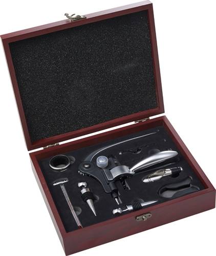 Dárková sada na víno, 6 nástrojů, hnědá