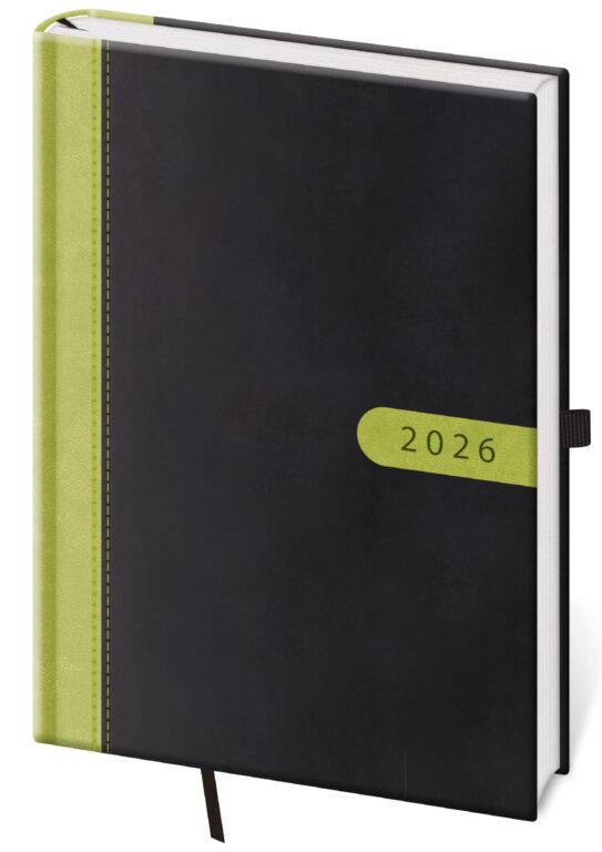 Denný diár A5 Bora čierno/zelený, 2026