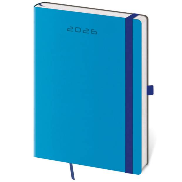 Denný diár A5 Flexies modrý s pútkom, 2026 Denný diár A5 Flexies modrý s pútkom, 2026