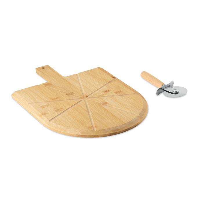 Doštička a krájač na pizzu, hnedá Wood