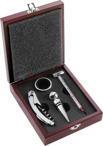 Drevená darčeková sada na víno, hnedá