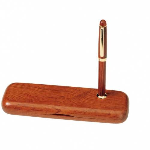 Drevená písacia súprava, guľôčkové pero a plniace pero, modrá náplň