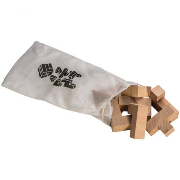 Drevený hlavolam v textilnom vrecku Drevený hlavolam v textilnom vrecku