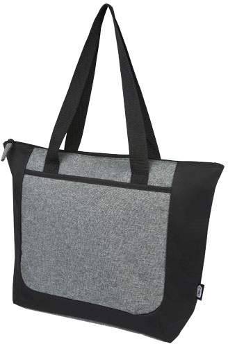 Dvojfarebná nákupná taška na zips Reclaim, čierna - sivá vresová