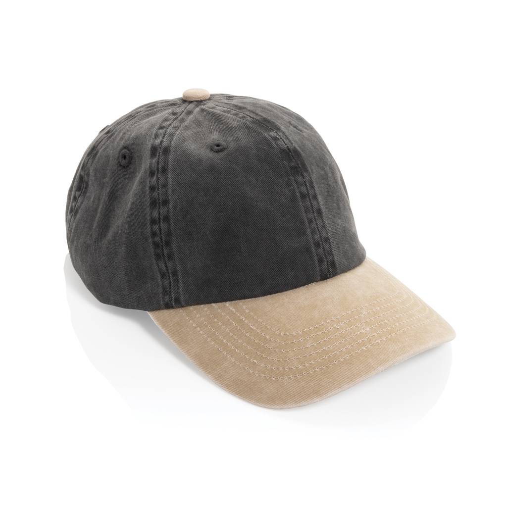 Dvojfarebná šiltovka BEAU AWARE™ Washed, 6 panelov, 270 g/m², čierna