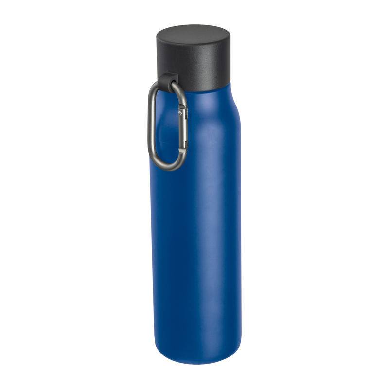 Dvojstenná fľaša s karabínou, 600 ml, modrá