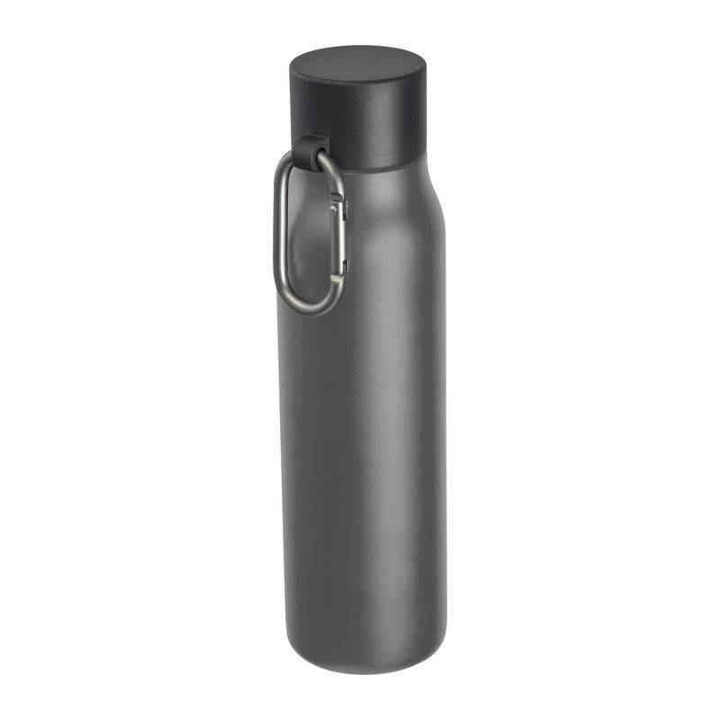 Dvojstenná fľaša s karabínou, 600 ml, sivá Anthracite