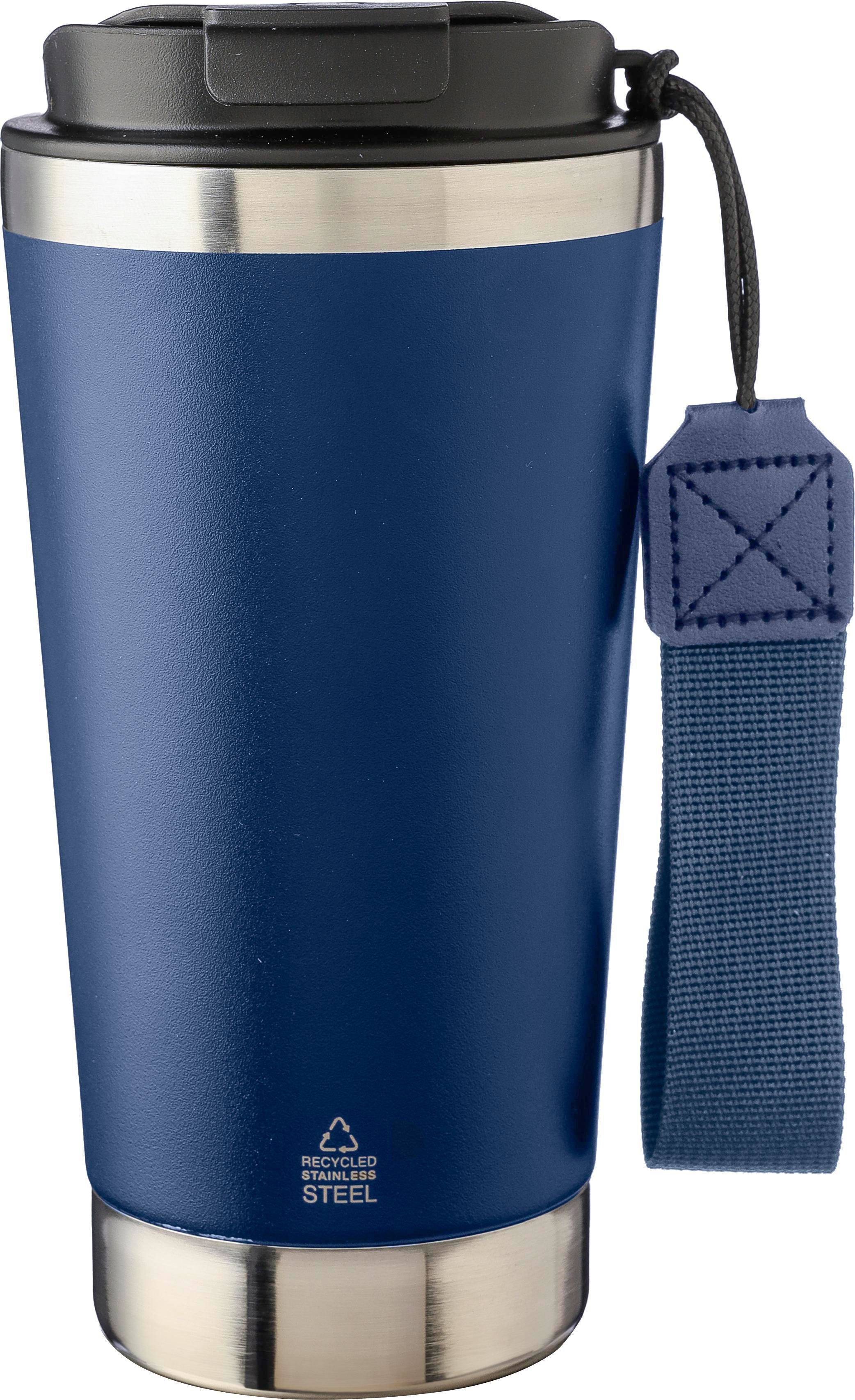 Dvojstenný hrnček z recyklovaného nerezu 500 ml Kayla, modrá