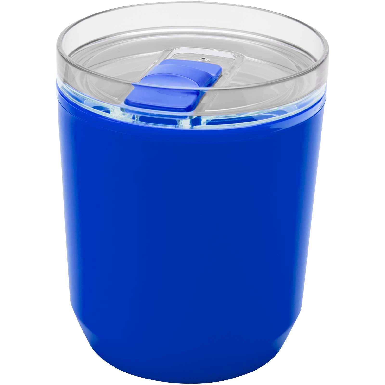 Dvojstenný kelímok z recyklovaného plastu s objemom 180 ml Hudson, modrá