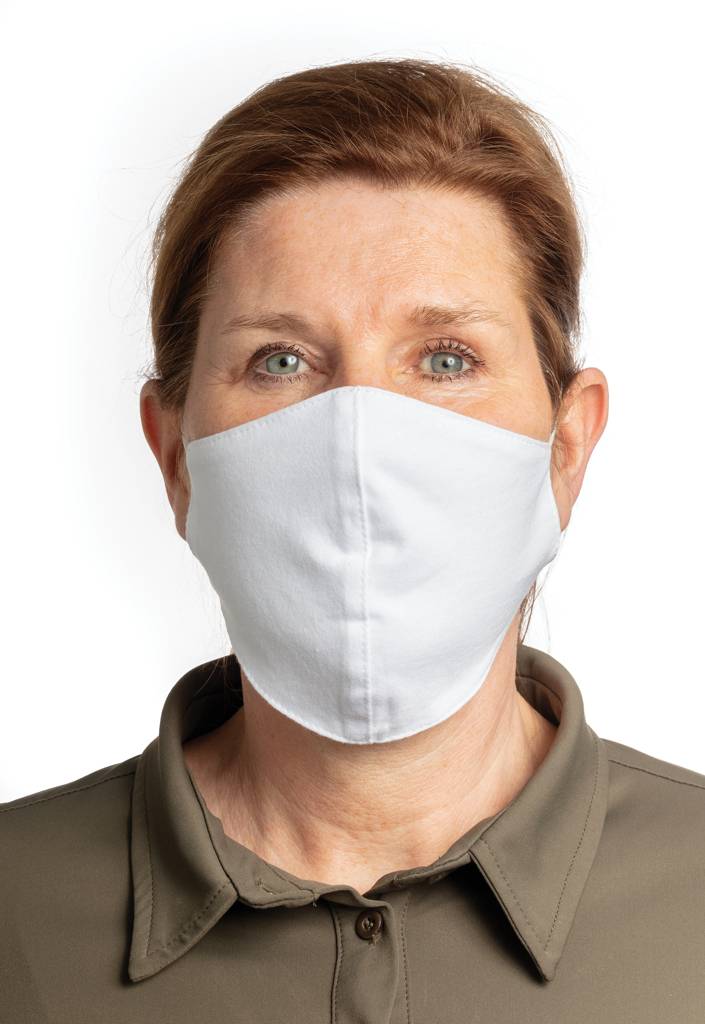 Dvojvrstvové bavlnené rúško, nastaviteľné šnúrky, biela