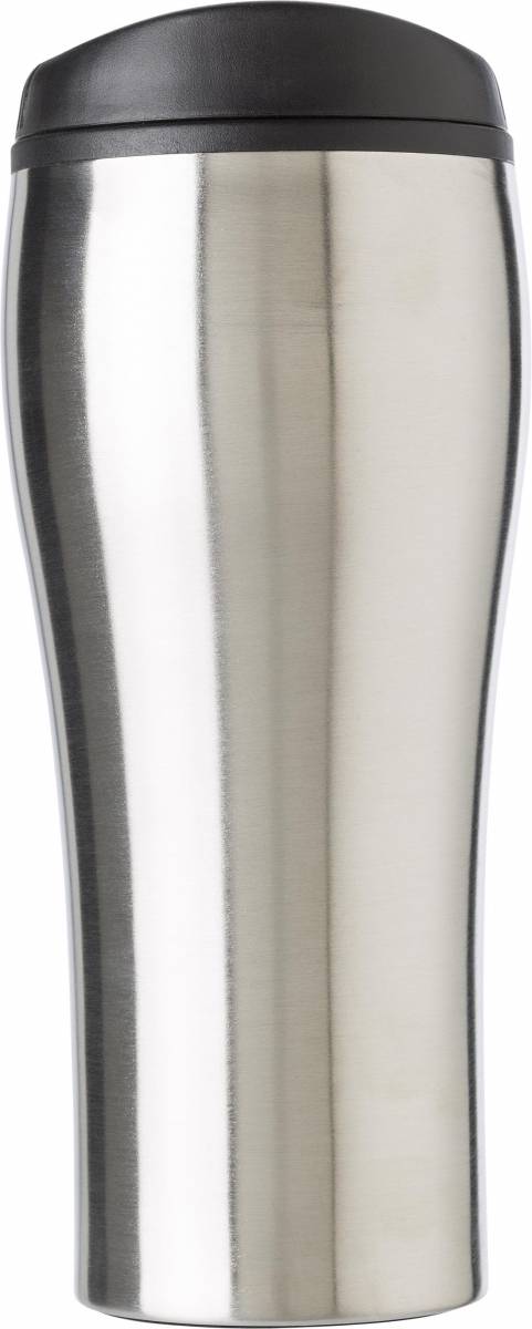 Dvojvrstvový hrnček s viečkom, strieborný