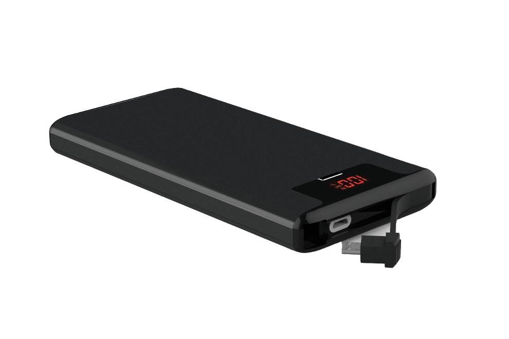 EMILKA powerbanka 10000 mAh s kabelem, černá