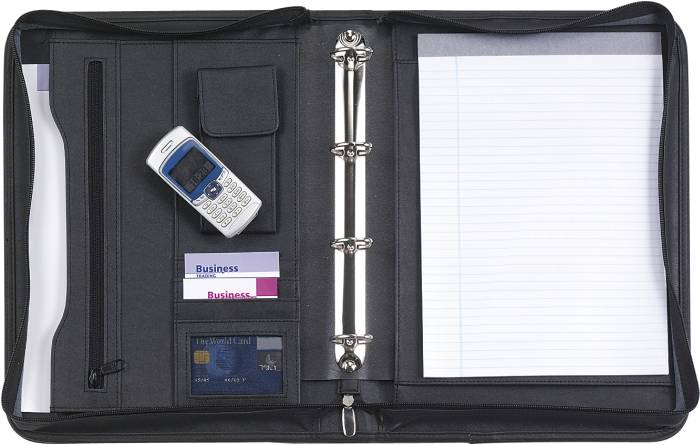 EMISAR konferenční desky A4, blok, kožená štípenka, černá