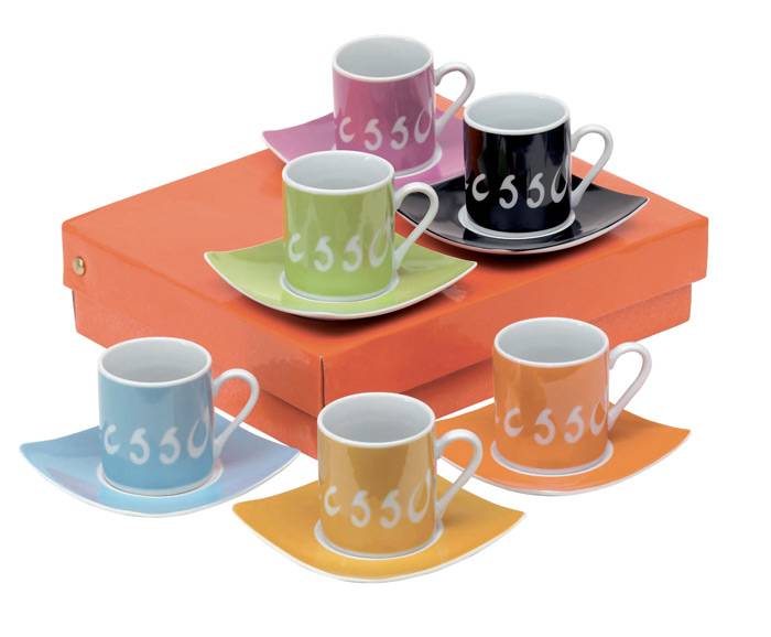 ESPRESSO SADA, 6 barevných šálků s podšálky