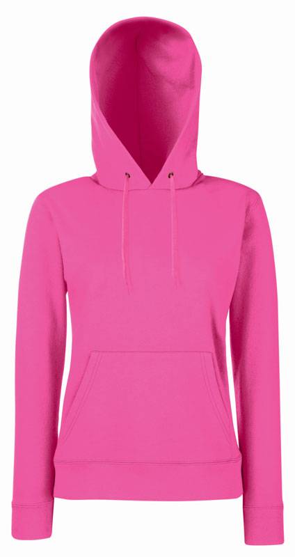 F.O.L. | Classic Lady-Fit Hooded Sweat, Dámska mikina s kapucňou, červená Fuchsia, L
