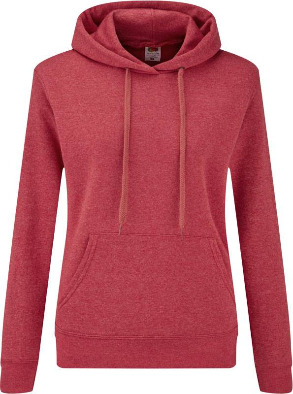 F.O.L. | Classic Lady-Fit Hooded Sweat, Dámska mikina s kapucňou, červená Vintage Heather, S