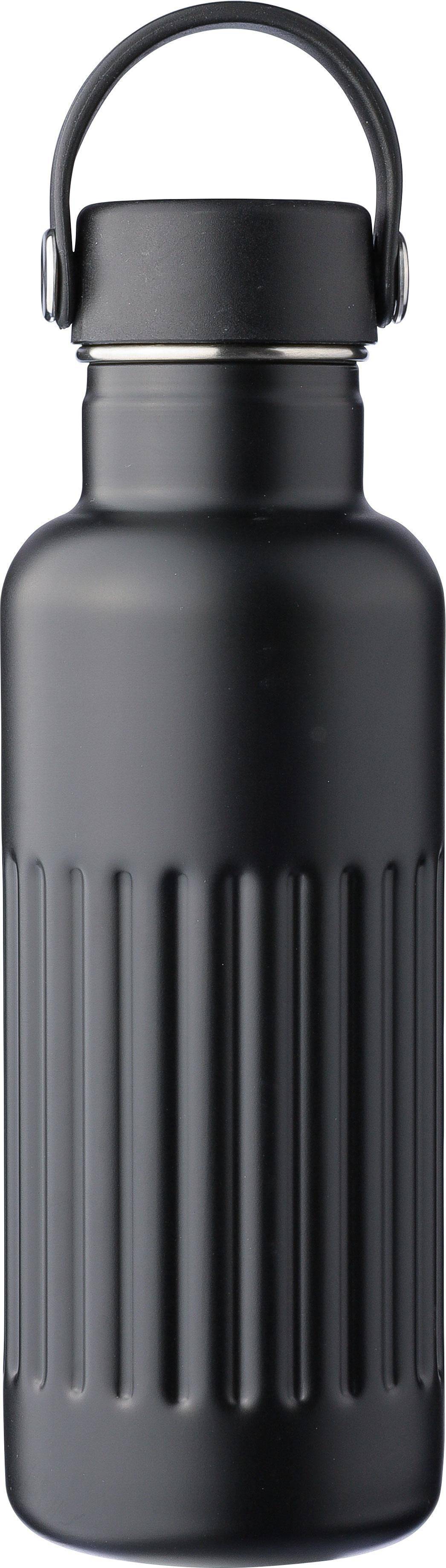 Fľaša na pitie z recyklovanej nehrdzavejúcej ocele s dvojitou stenou (500 ml) Lior, čierna