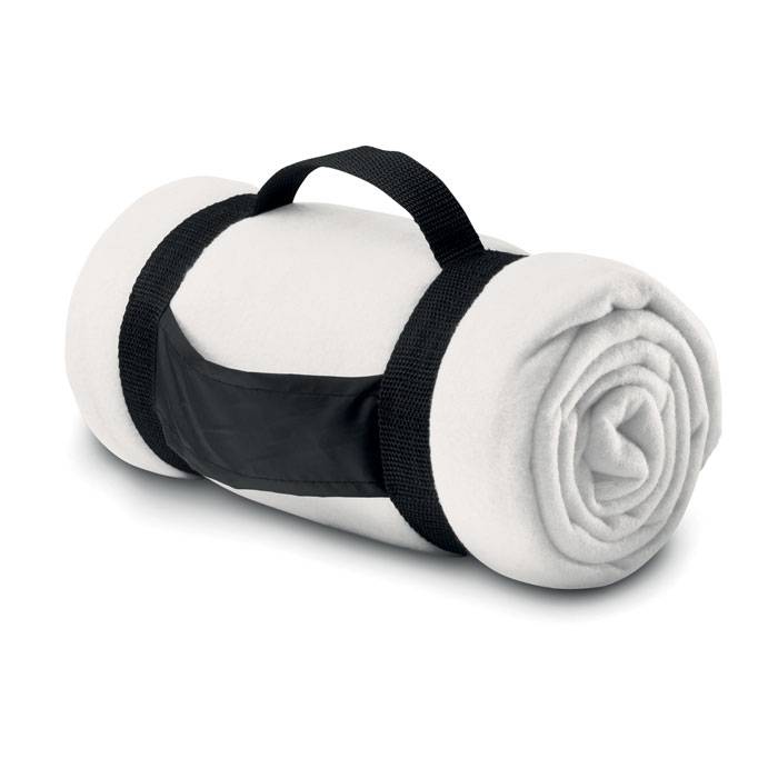 Fleecová deka s popruhy, bílá