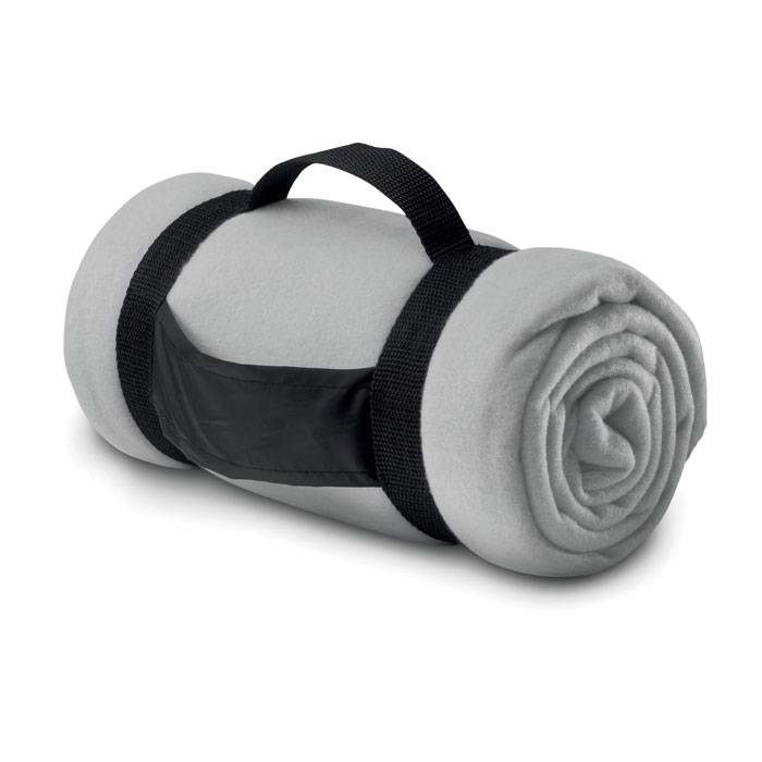 Fleecová deka s popruhy, šedá matt silver