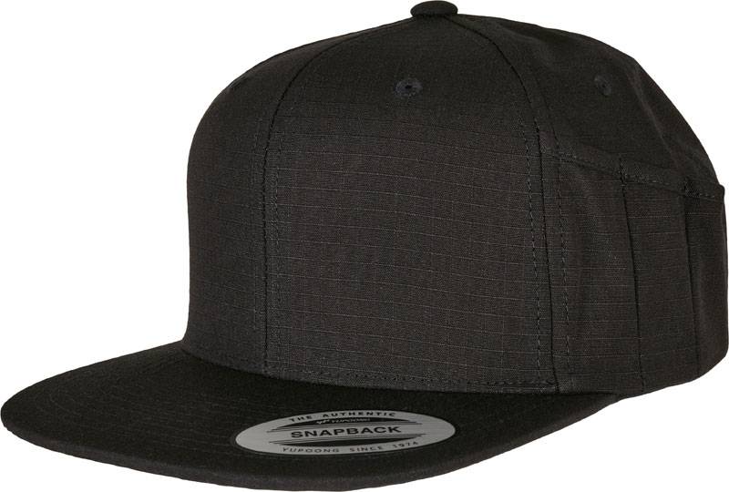 Flexfit | 6089PS, 6 panelová snapback šiltovka s držiakom na pero, čierna