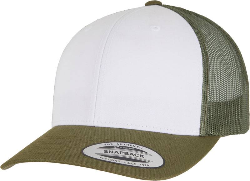 Flexfit | 6606CF, 6 panelová Trucker šiltovka, zelená Moss - biela - zelená Olive, onesize