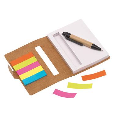 Flik zápisník, pero a barevné značkovače, hnědá