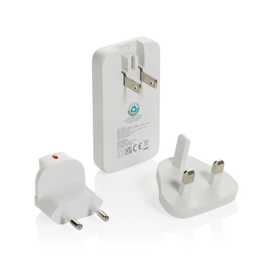 Fluxo RCS 65W plochá GaN nabíjačka s univerz.i konektormi, biela