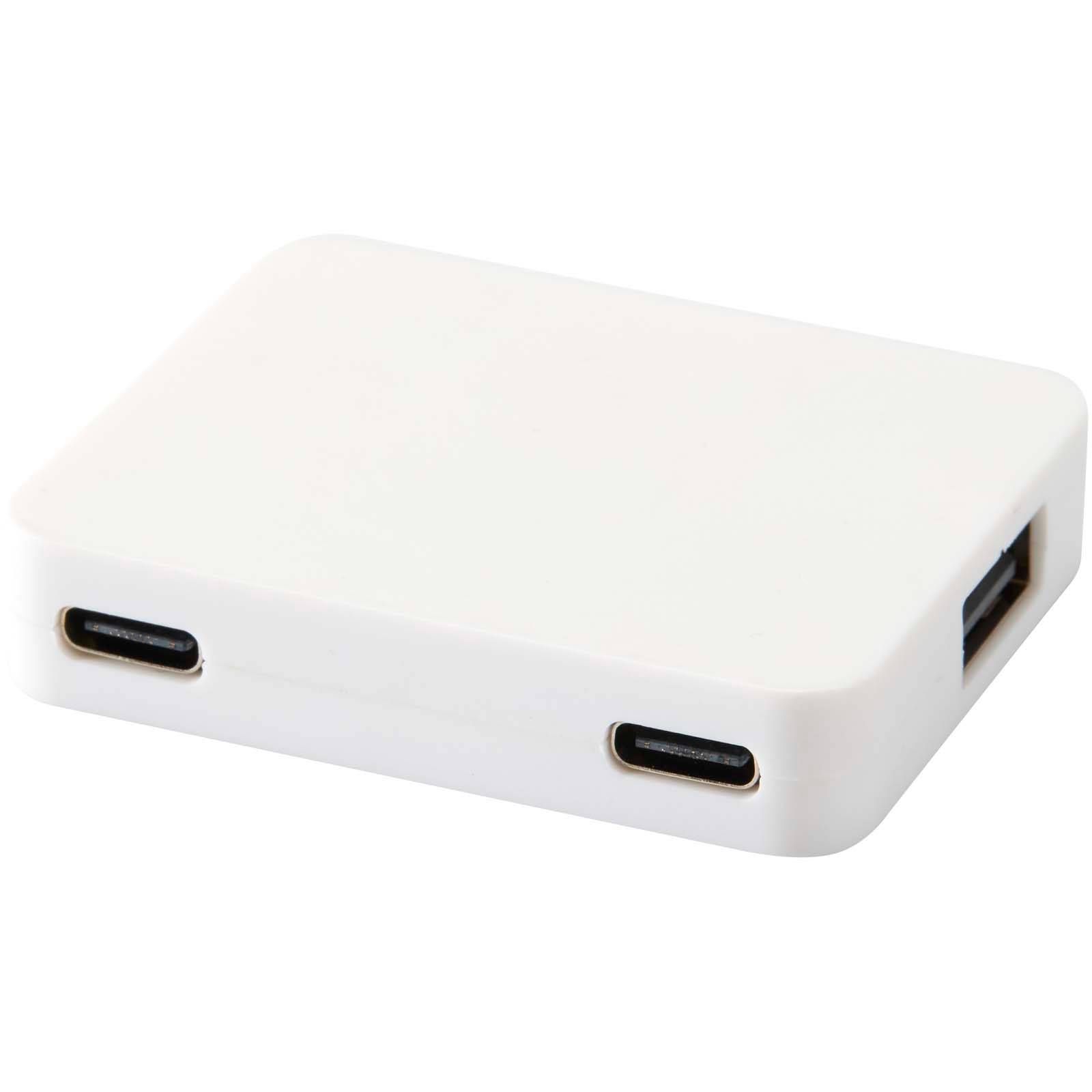 Gaia 4portový USB hub s výstupmi USB-A a Type-C a duálnym vstupom, biela