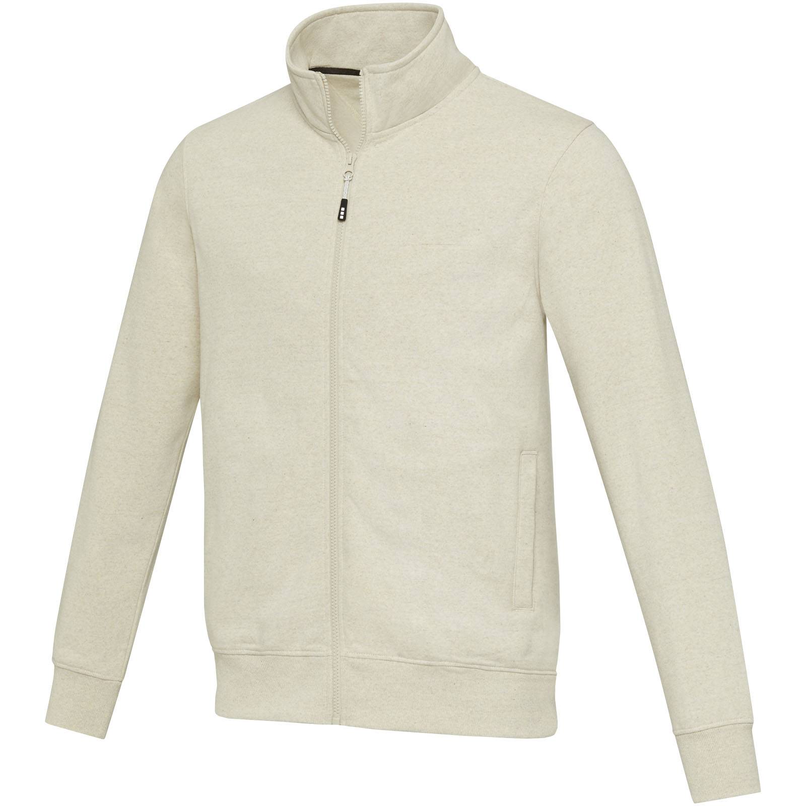 Galena unisex recyklovaný celorozopínací sveter, biela Oatmeal, M