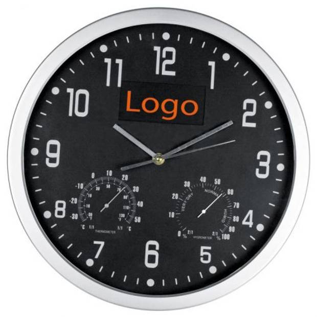 GASPRA plastové nástenné hodiny, teplomer, vlhkomer, čierna GASPRA plastové nástenné hodiny, teplomer, vlhkomer, čierna